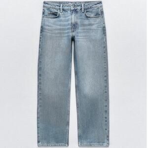 Zara Mid Waist Cropped Jean Mid Blue 2
